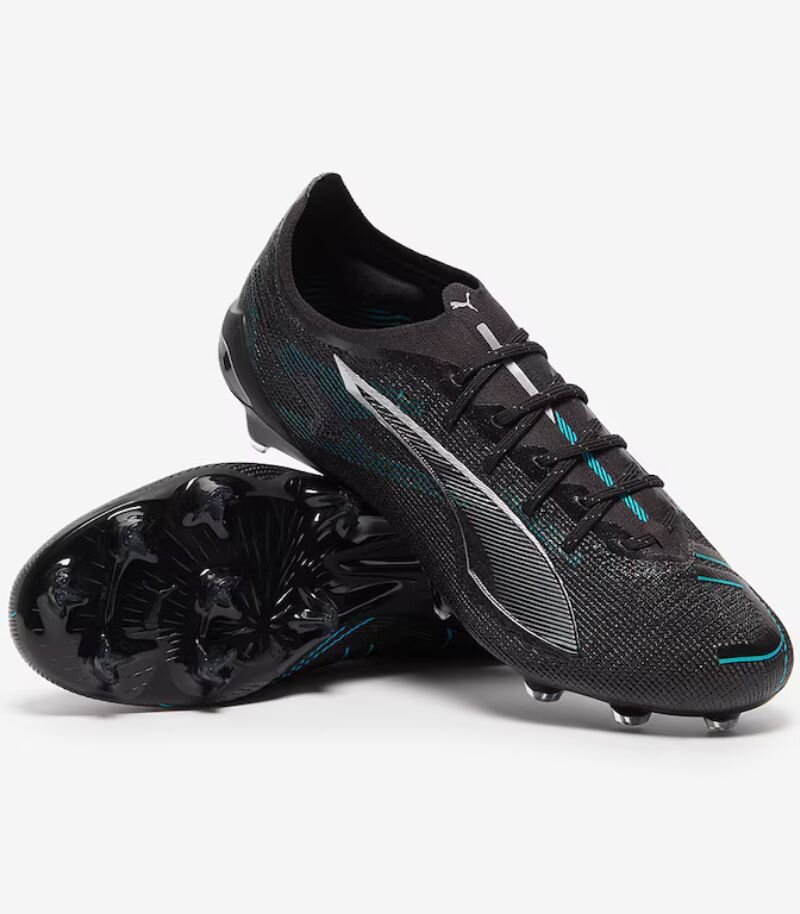 Puma ultra ultimate football boots in black with blue and white details